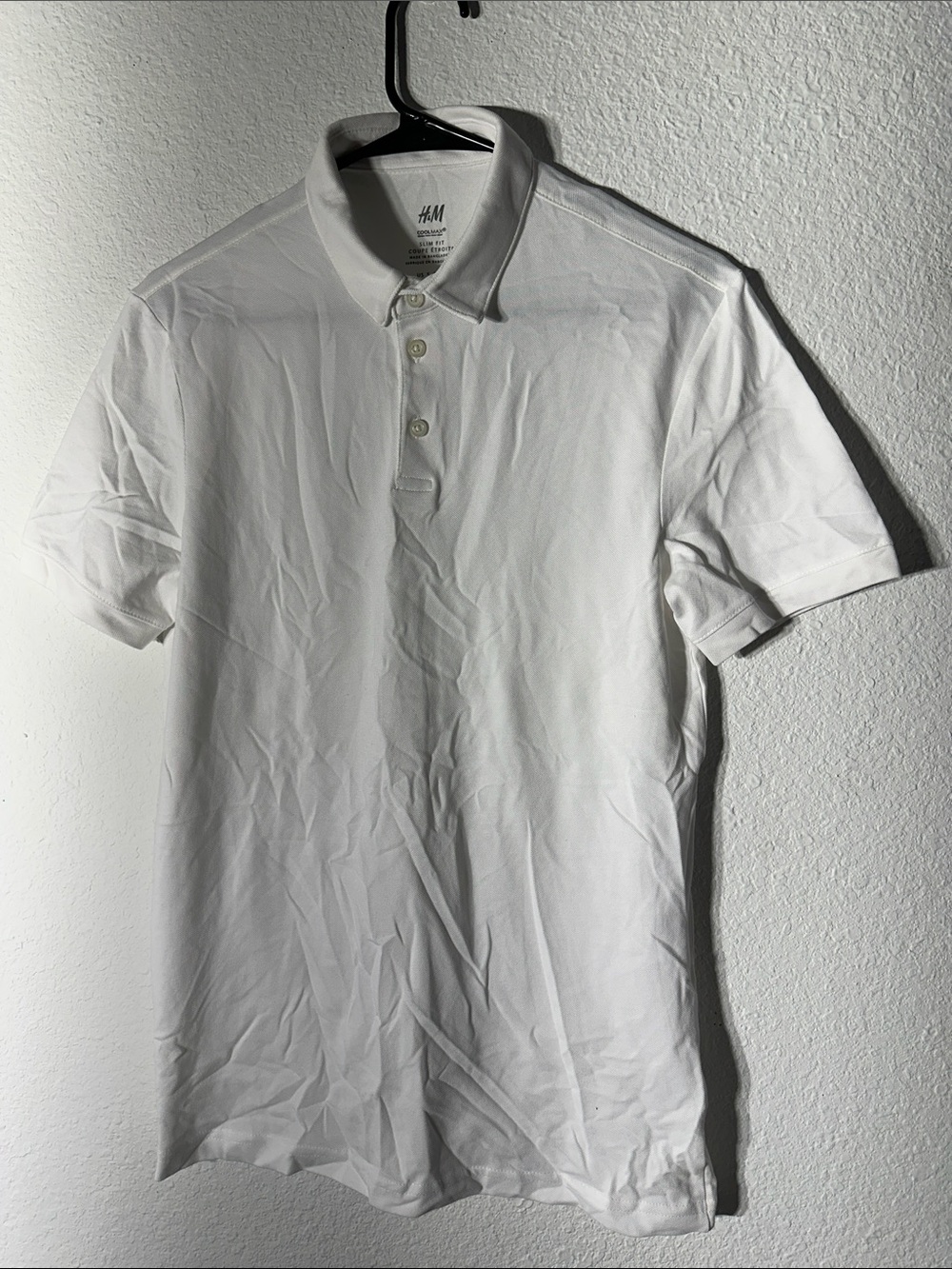 Brand New H&M Men’s White Short-Sleeve Polo Shirt COOLMAX